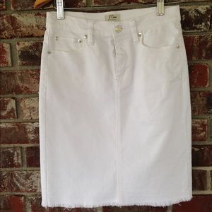 J.crew white raw hem Denim skirt